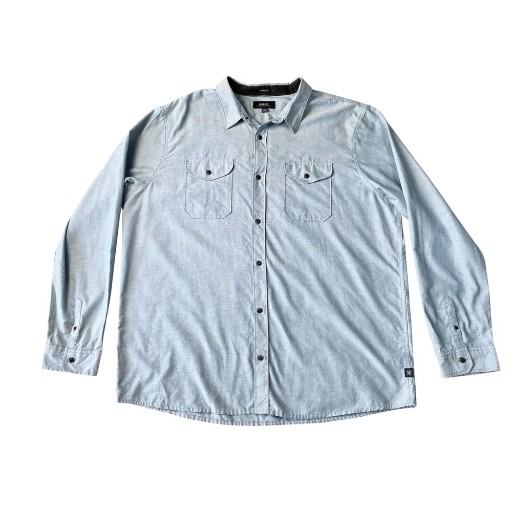 Roark Classic Oxford Mens Shirt Button Up Shirt 2XL Blue Organic Cotton Blend